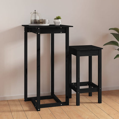 Tavolo da Bar Nero 60x60x110 cm in Legno Massello di Pino