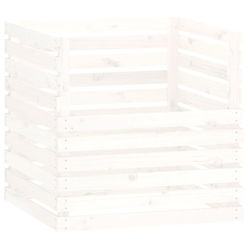 Compostiera Bianca 80x80x78 cm in Legno Massello di Pino