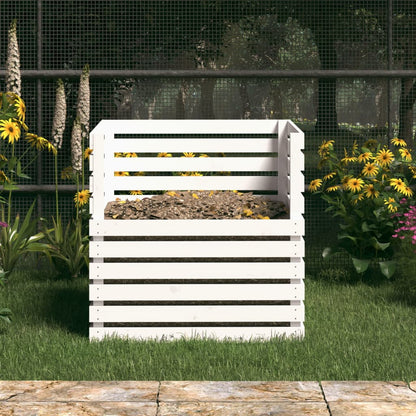 Compostiera Bianca 80x80x78 cm in Legno Massello di Pino