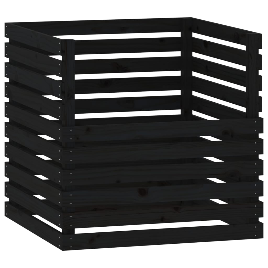 Compostiera Nera 80x80x78 cm in Legno Massello di Pino