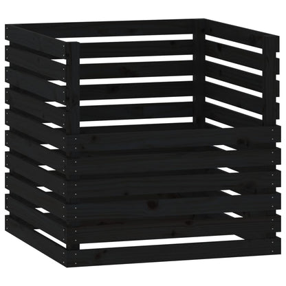 Compostiera Nera 80x80x78 cm in Legno Massello di Pino
