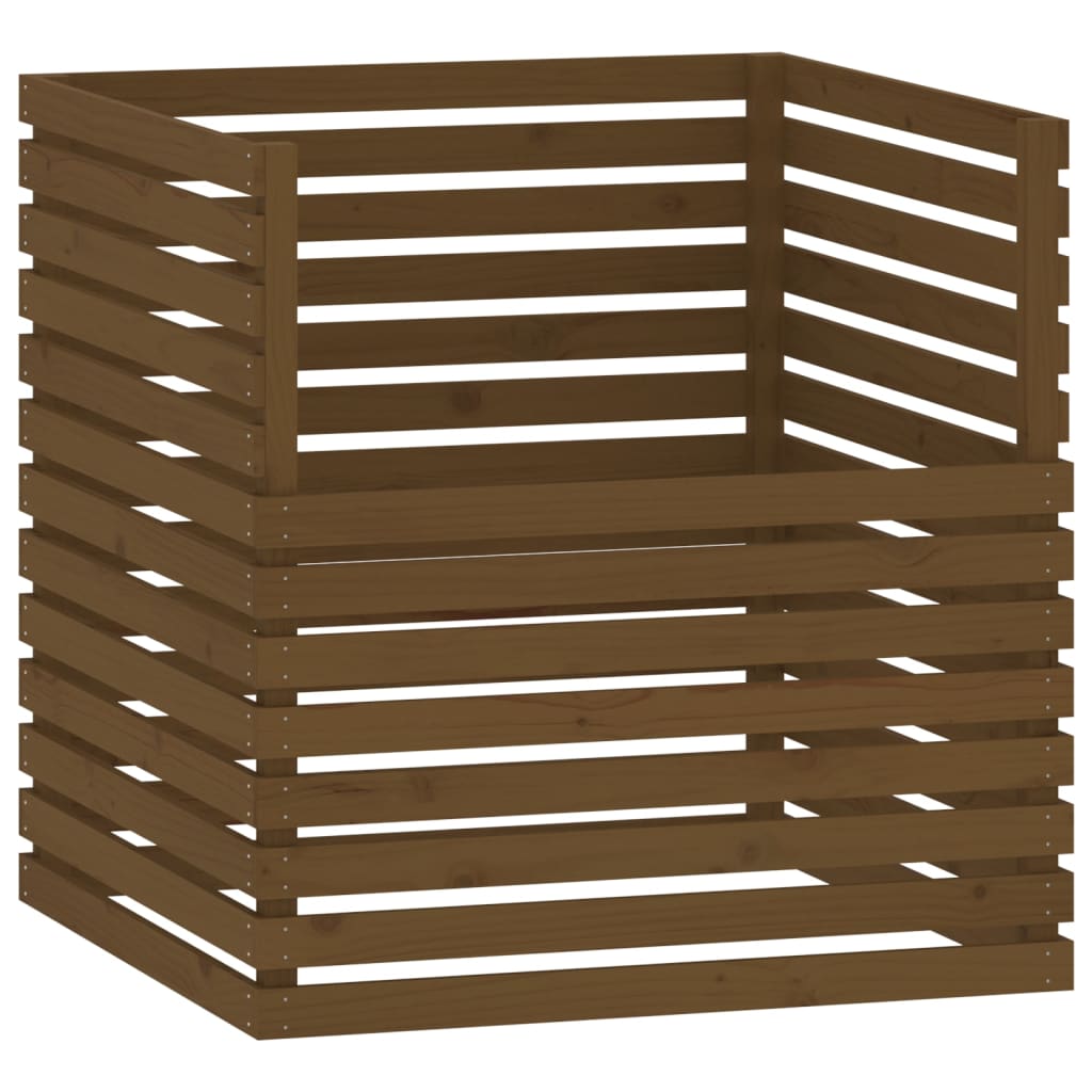 Compostiera Marrone Ambra 100x100x102 cm Legno Massello di Pino