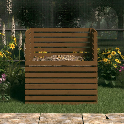 Compostiera Marrone Ambra 100x100x102 cm Legno Massello di Pino