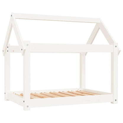 Cuccia per Cani Bianca 81x60x70 cm in Legno Massello di Pino
