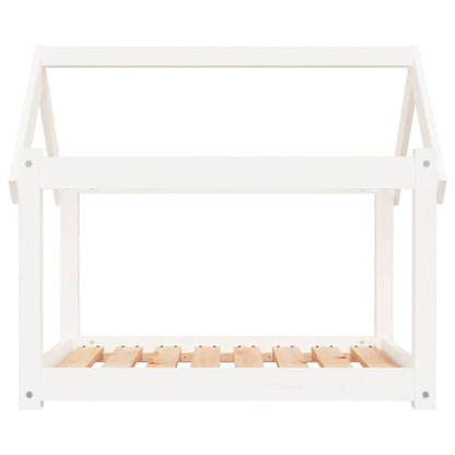 Cuccia per Cani Bianca 81x60x70 cm in Legno Massello di Pino