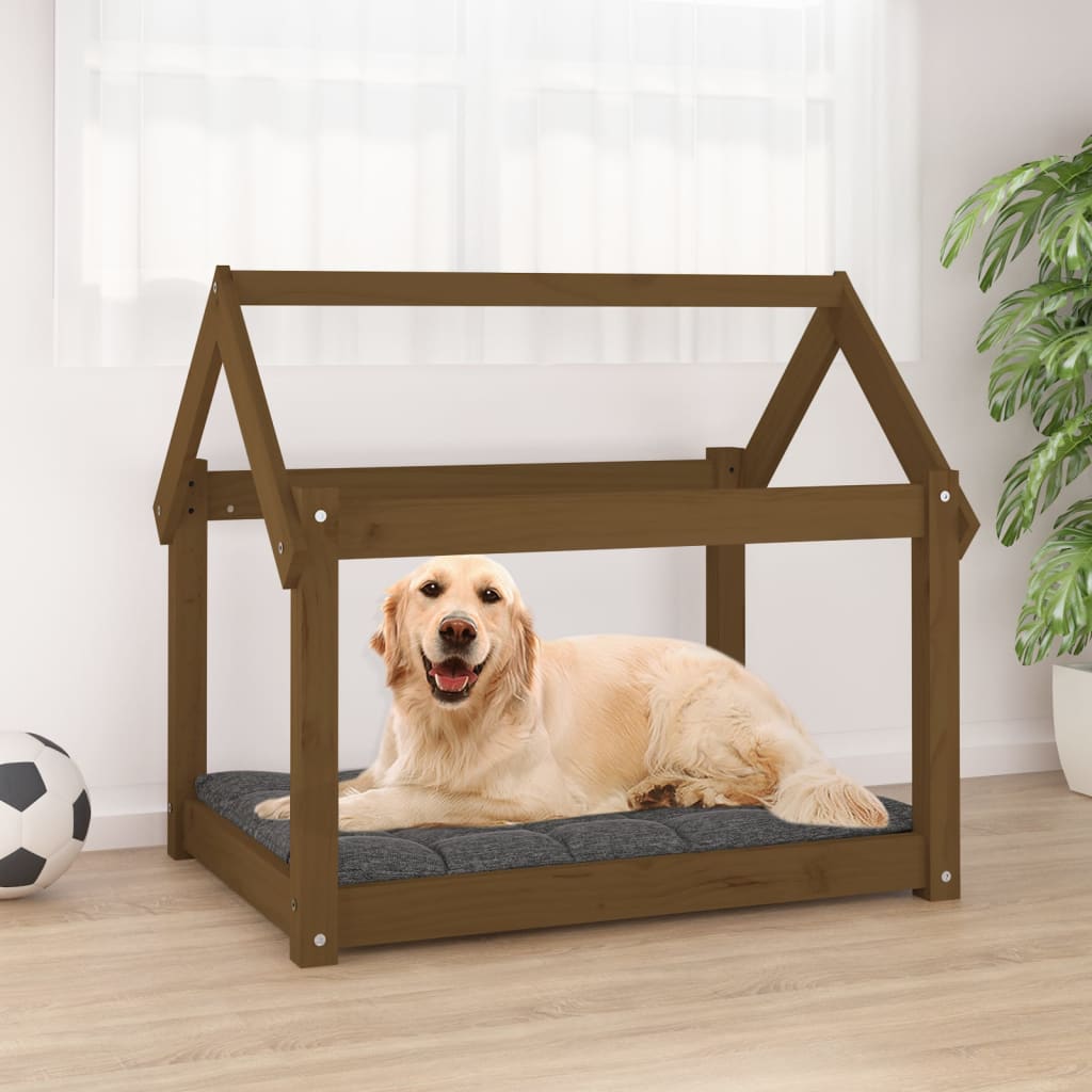 Cuccia per Cani Ambra 81x60x70 cm in Legno Massello di Pino