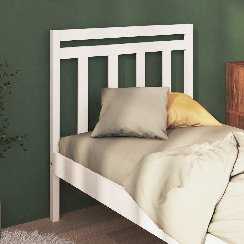 Testiera per Letto Bianca 95x4x100 cm in Legno Massello di Pino