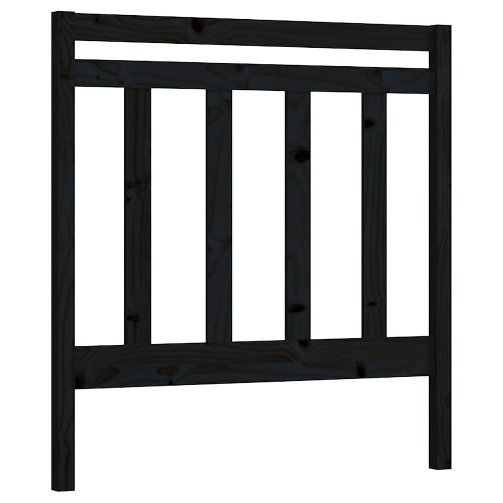 Testiera per Letto Nera 95x4x100 cm in Legno Massello di Pino