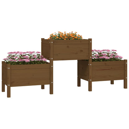 Fioriera Marrone Ambra 178,5x44x75 cm in Legno Massello di Pino