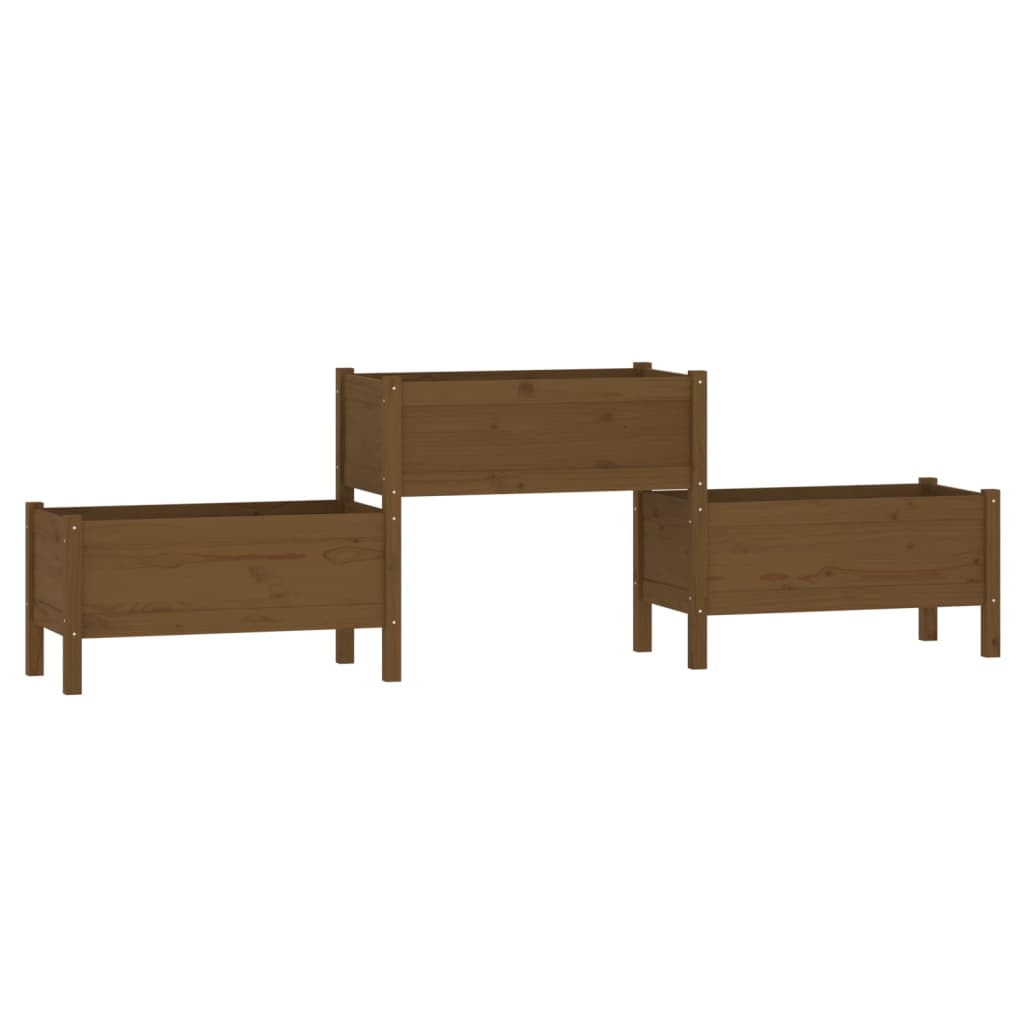 Fioriera Marrone Ambra 245,5x44x75 cm in Legno Massello di Pino