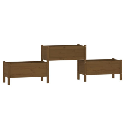 Fioriera Marrone Ambra 245,5x44x75 cm in Legno Massello di Pino