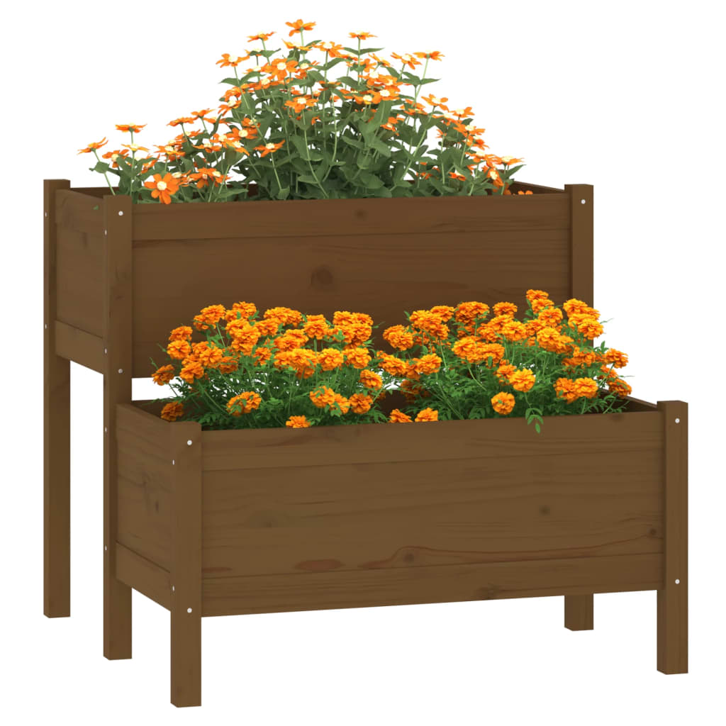 Fioriera Marrone Ambra 84,5x84x75 cm in Legno Massello di Pino