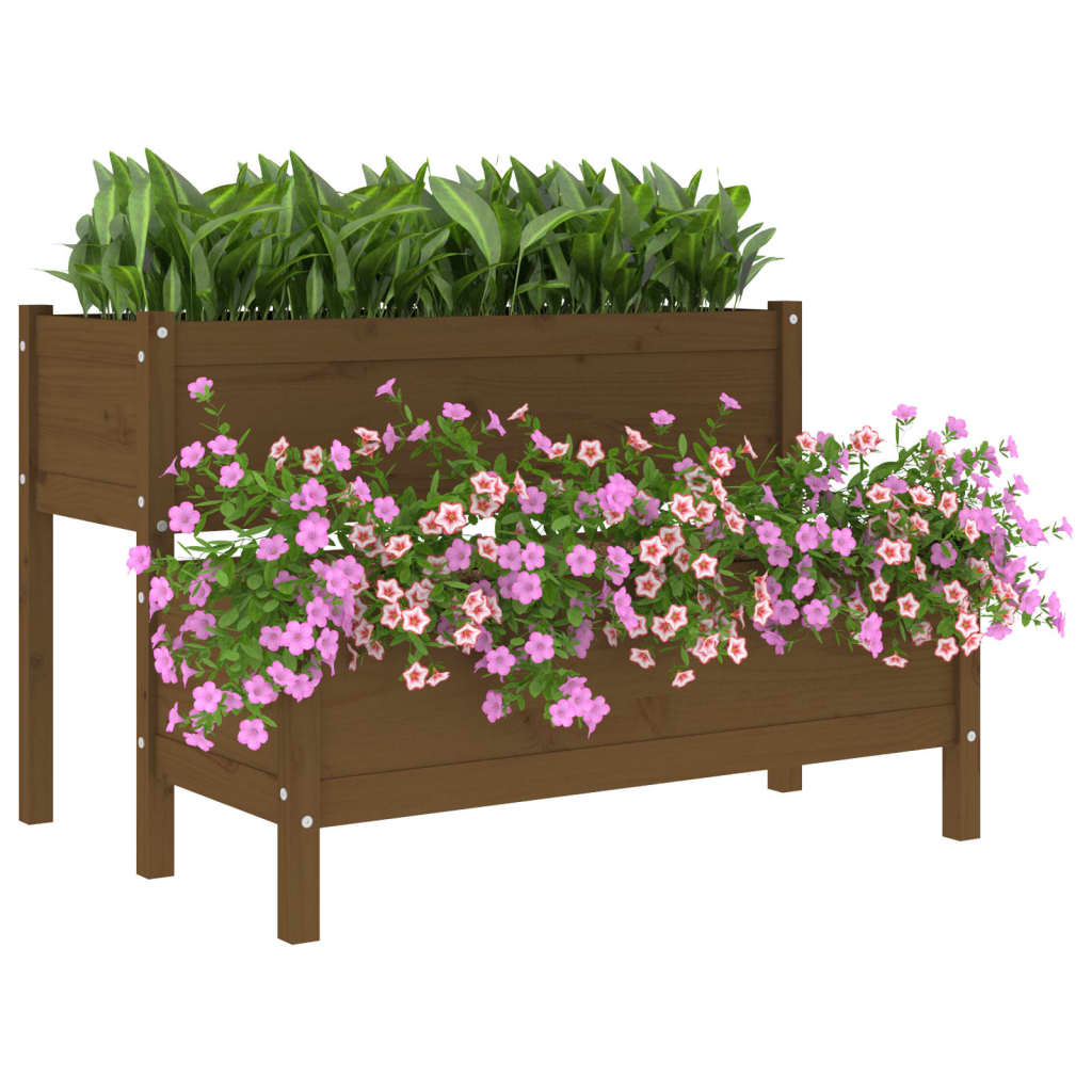 Fioriera Marrone Ambra 110x84x75 cm in Legno Massello di Pino