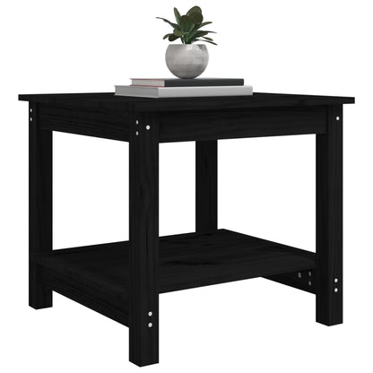 Tavolino da Salotto Nero 50x50x45 cm Legno Massello di Pino