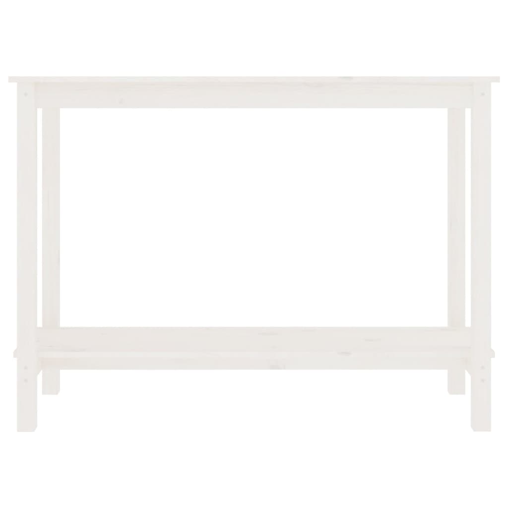 Tavolo Consolle Bianco 110x40x80 cm in Legno Massello di Pino
