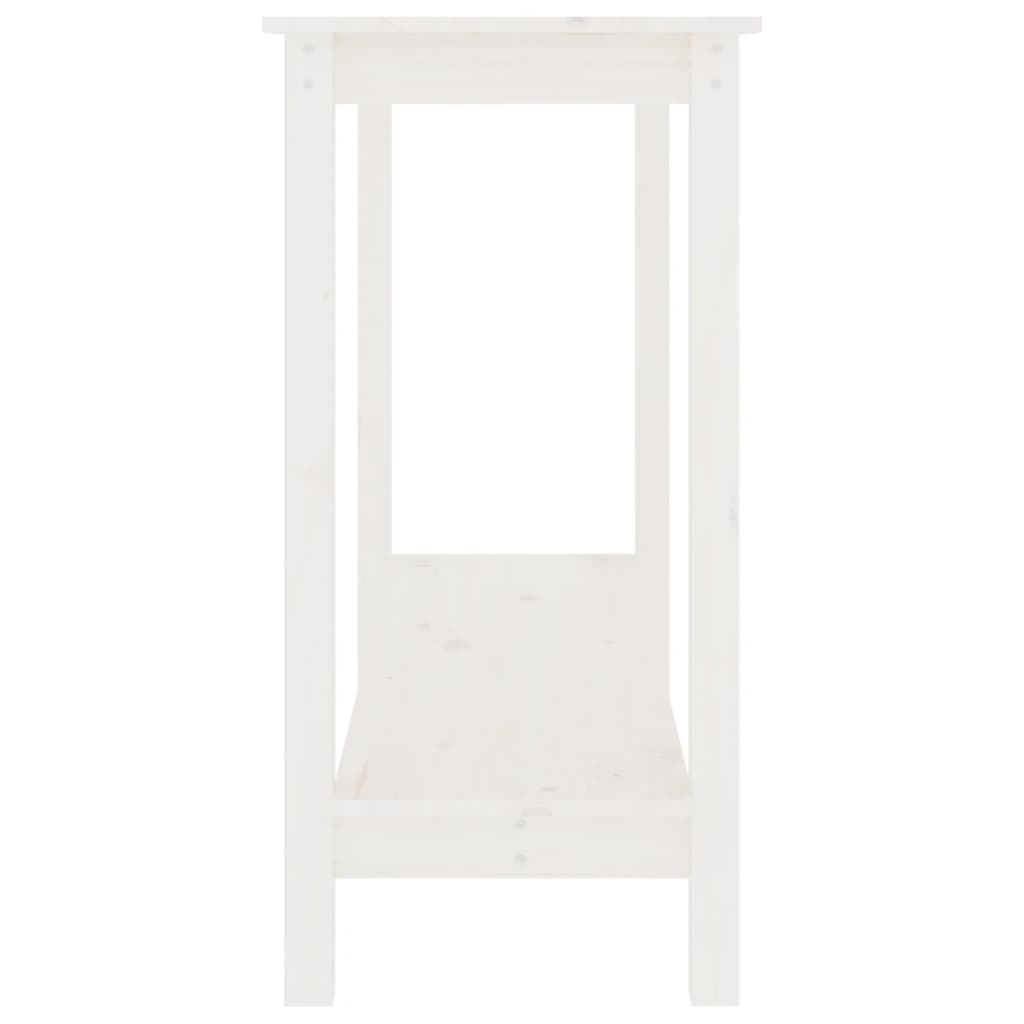 Tavolo Consolle Bianco 110x40x80 cm in Legno Massello di Pino