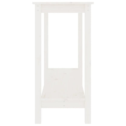 Tavolo Consolle Bianco 110x40x80 cm in Legno Massello di Pino