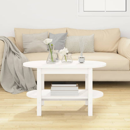 Tavolino da Salotto Bianco 80x45x45cm in Legno Massello di Pino