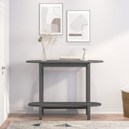 Tavolo Consolle Grigio 110x40x80 cm in Legno Massello di Pino