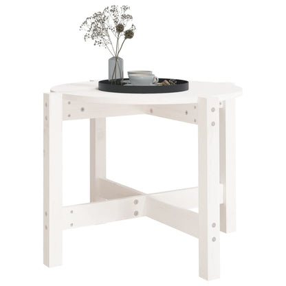 Tavolino da Salotto Bianco Ã˜ 62,5x45 cm Legno Massello di Pino