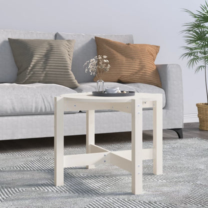 Tavolino da Salotto Bianco Ã˜ 62,5x45 cm Legno Massello di Pino