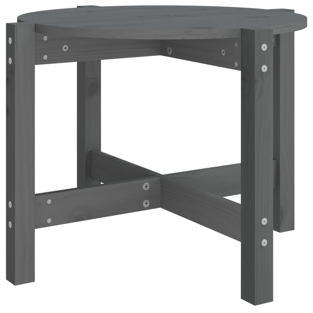 Tavolino da Salotto Grigio Ã˜ 62,5x45 cm Legno Massello di Pino