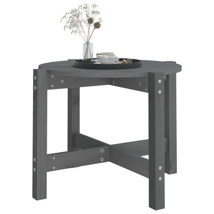 Tavolino da Salotto Grigio Ã˜ 62,5x45 cm Legno Massello di Pino