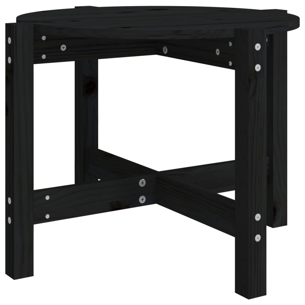 Tavolino da Salotto Nero Ã˜ 62,5x45 cm in Legno Massello di Pino