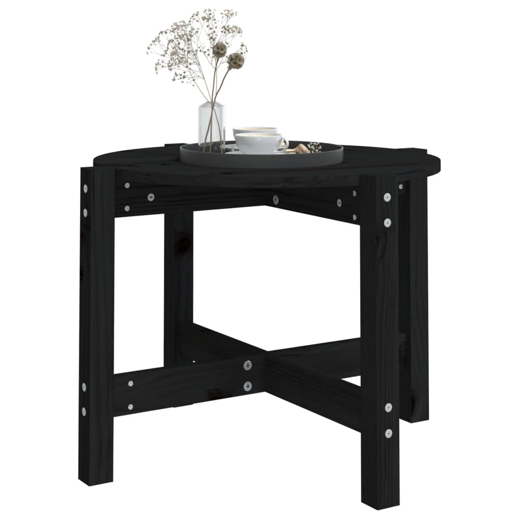 Tavolino da Salotto Nero Ã˜ 62,5x45 cm in Legno Massello di Pino