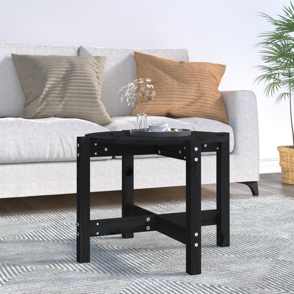 Tavolino da Salotto Nero Ã˜ 62,5x45 cm in Legno Massello di Pino