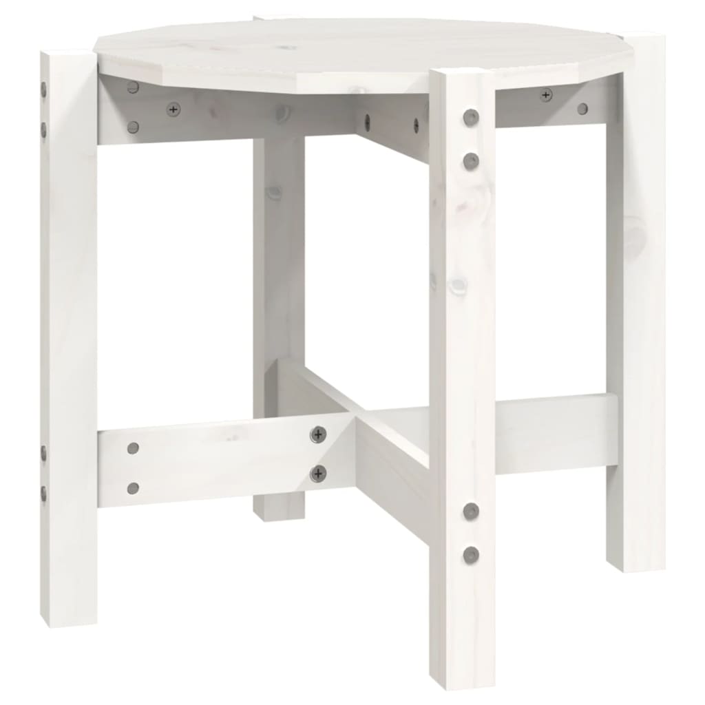 Tavolino da Salotto Bianco Ã˜ 52,5x45 cm Legno Massello di Pino
