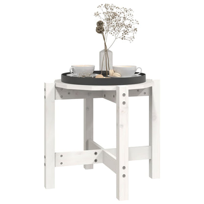 Tavolino da Salotto Bianco Ã˜ 52,5x45 cm Legno Massello di Pino