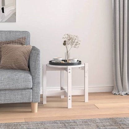 Tavolino da Salotto Bianco Ã˜ 52,5x45 cm Legno Massello di Pino
