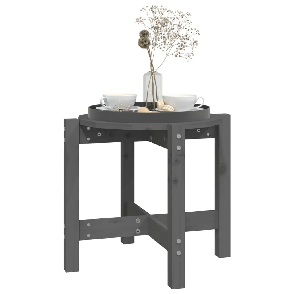 Tavolino da Salotto Grigio Ã˜ 52,5x45 cm Legno Massello di Pino
