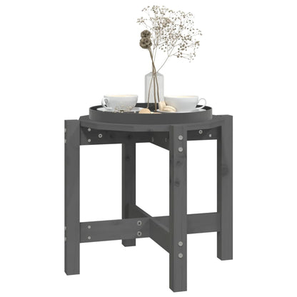 Tavolino da Salotto Grigio Ã˜ 52,5x45 cm Legno Massello di Pino