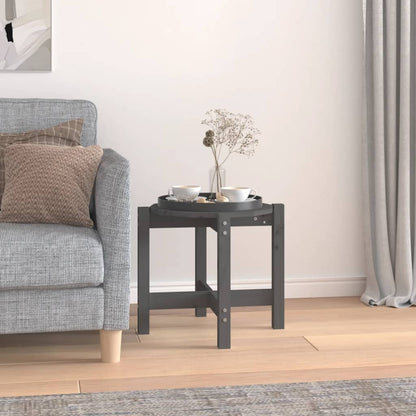 Tavolino da Salotto Grigio Ã˜ 52,5x45 cm Legno Massello di Pino