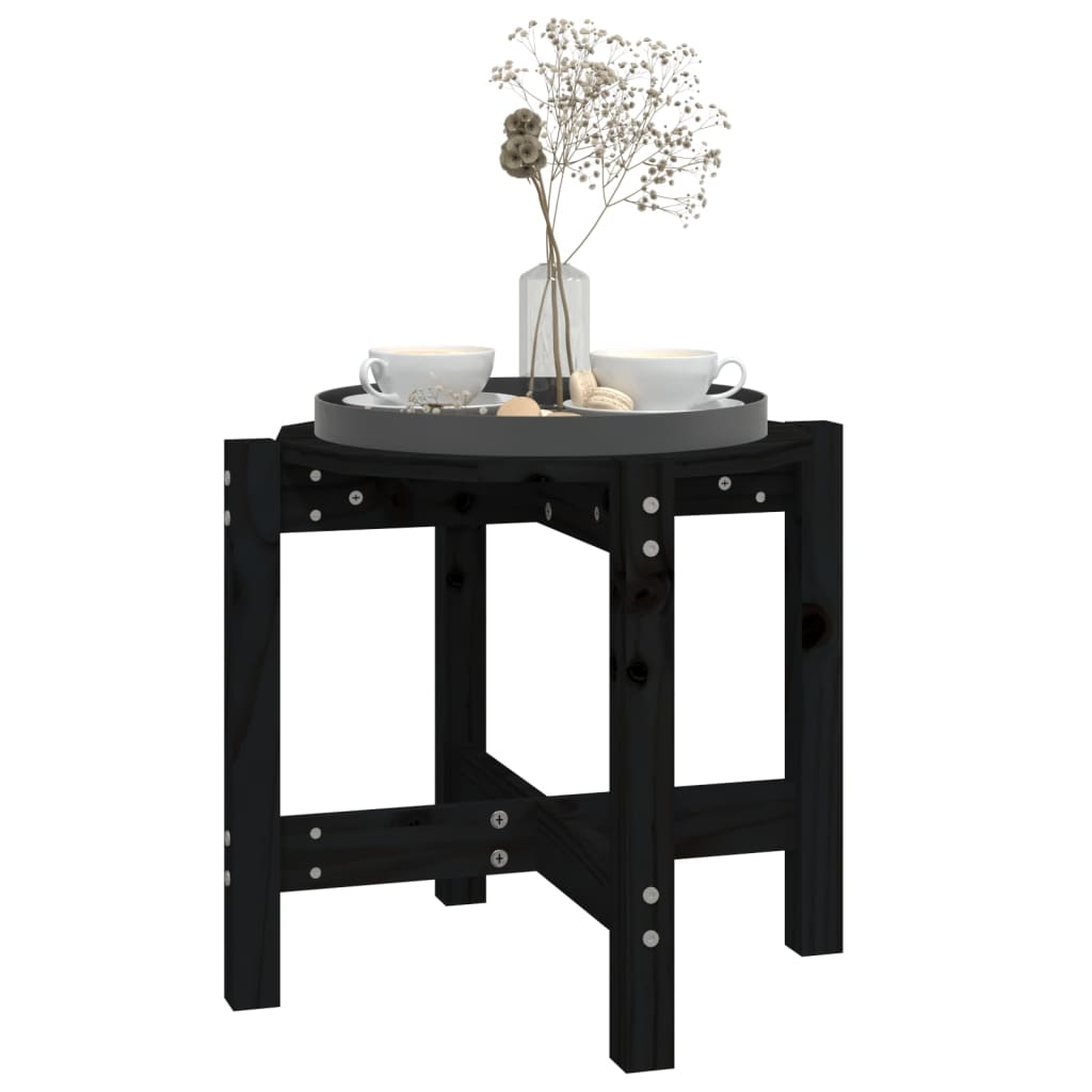 Tavolino da Salotto Nero Ã˜ 52,5x45 cm in Legno Massello di Pino