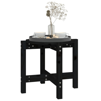 Tavolino da Salotto Nero Ã˜ 52,5x45 cm in Legno Massello di Pino