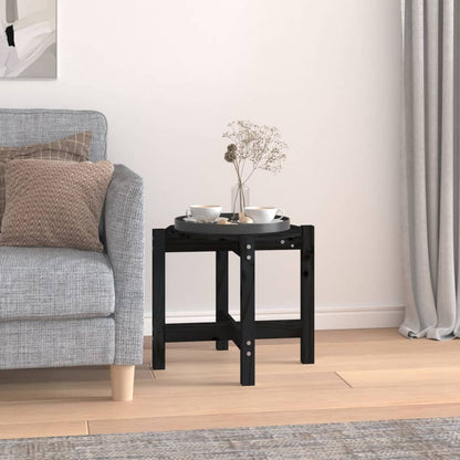 Tavolino da Salotto Nero Ã˜ 52,5x45 cm in Legno Massello di Pino