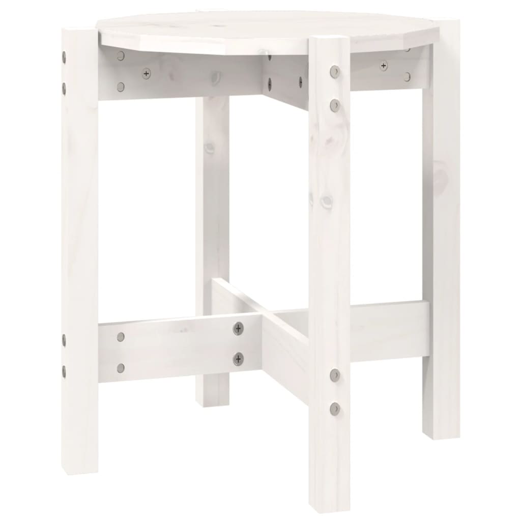 Tavolino da Salotto Bianco Ã˜ 42,5x45 cm Legno Massello di Pino