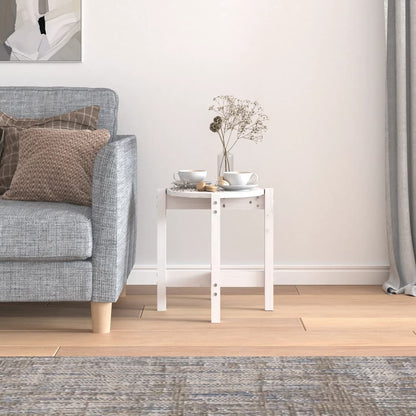 Tavolino da Salotto Bianco Ã˜ 42,5x45 cm Legno Massello di Pino