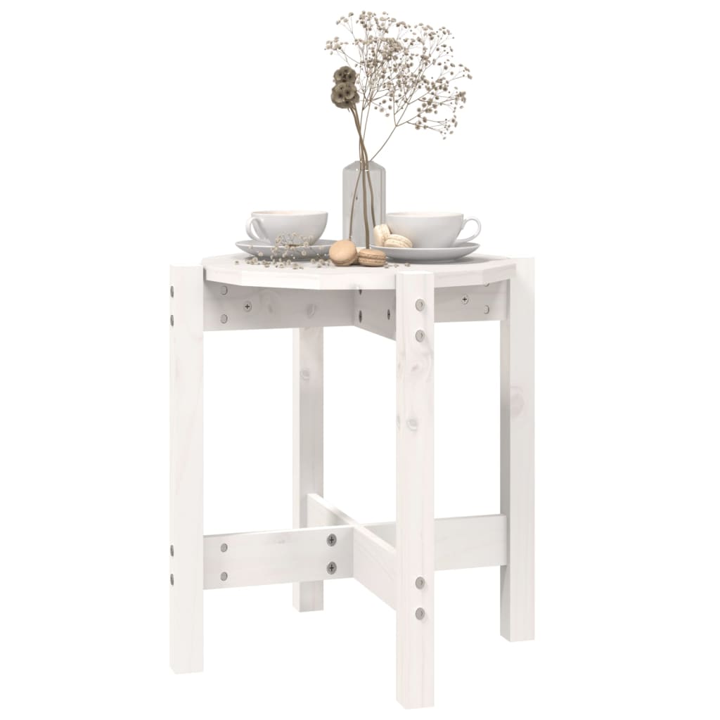 Tavolino da Salotto Bianco Ã˜ 42,5x45 cm Legno Massello di Pino