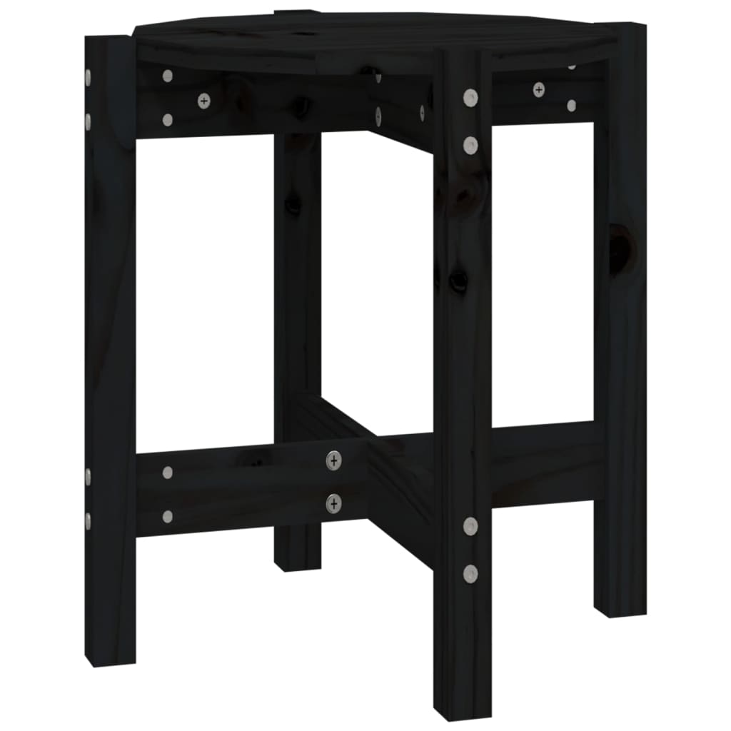 Tavolino da Salotto Nero Ã˜ 42,5x45 cm in Legno Massello di Pino