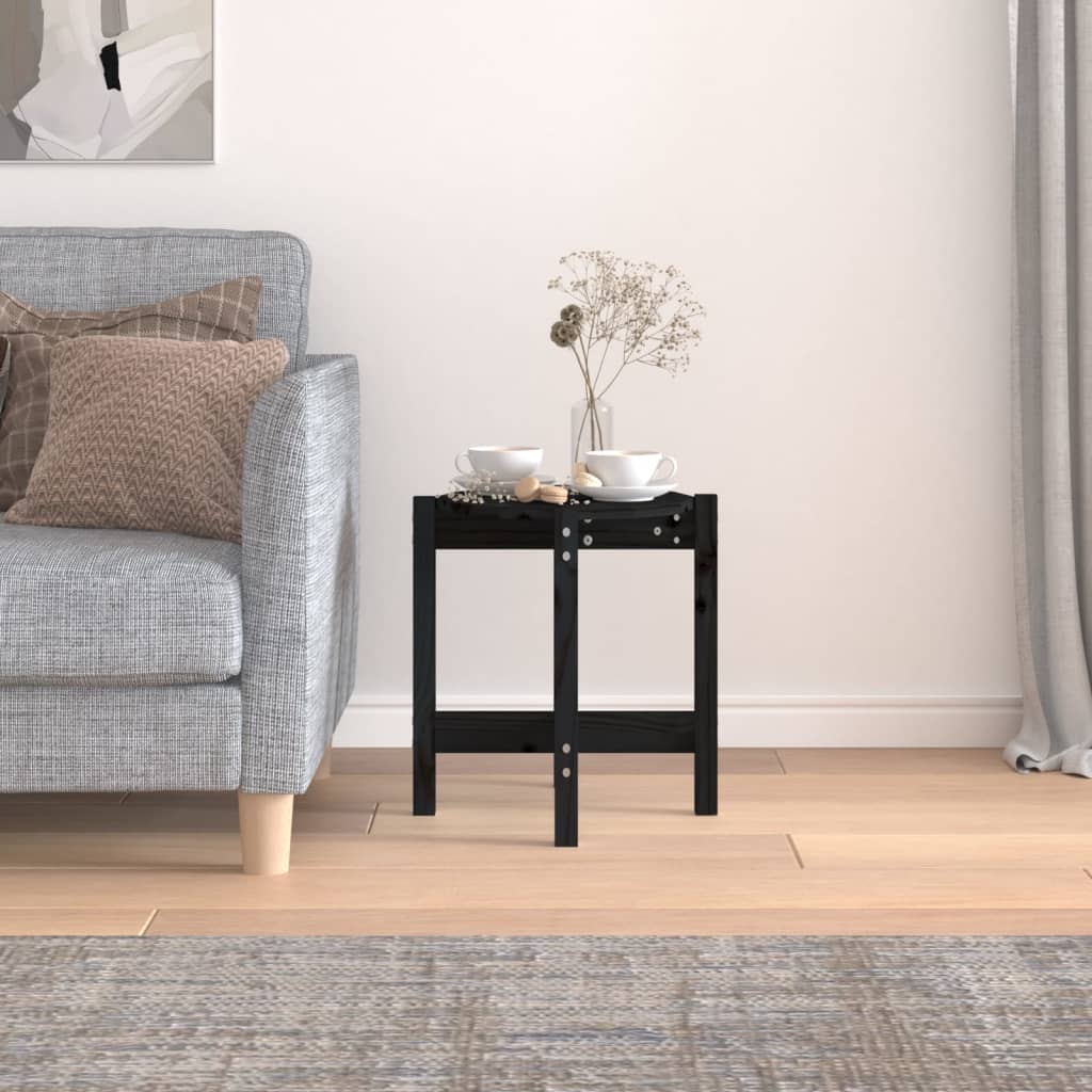 Tavolino da Salotto Nero Ã˜ 42,5x45 cm in Legno Massello di Pino