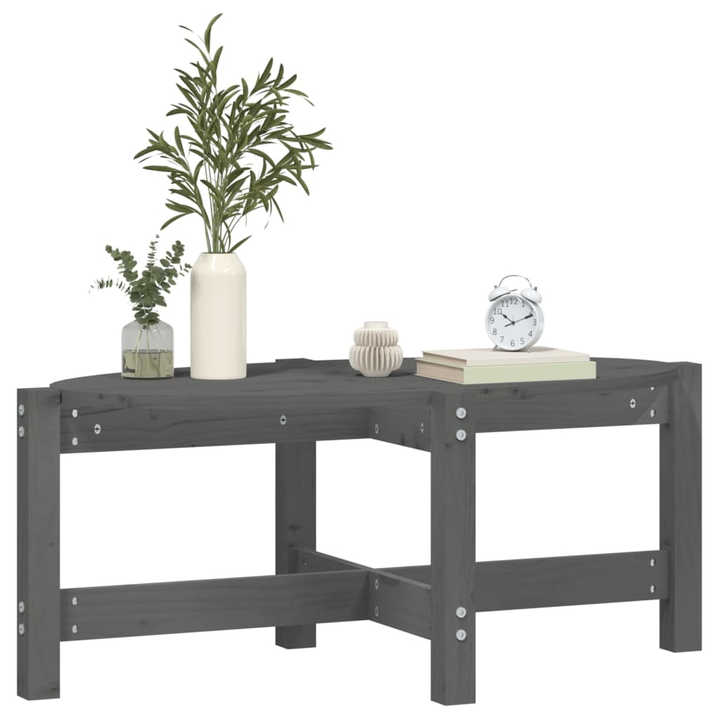 Tavolino da Salotto Grigio 87x48x35cm in Legno Massello di Pino