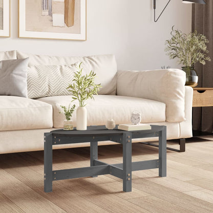 Tavolino da Salotto Grigio 87x48x35cm in Legno Massello di Pino