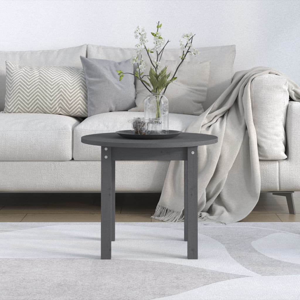 Tavolino da Salotto Grigio Ã˜ 55x45 cm in Legno Massello di Pino