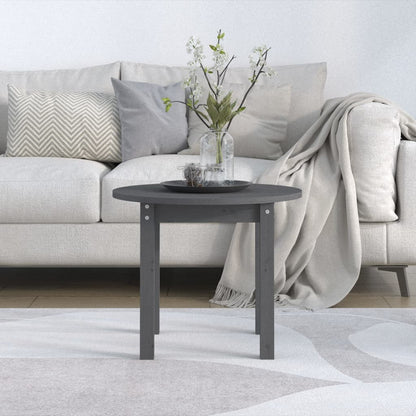 Tavolino da Salotto Grigio Ã˜ 55x45 cm in Legno Massello di Pino