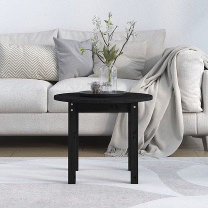 Tavolino da Salotto Nero Ã˜ 55x45 cm in Legno Massello di Pino