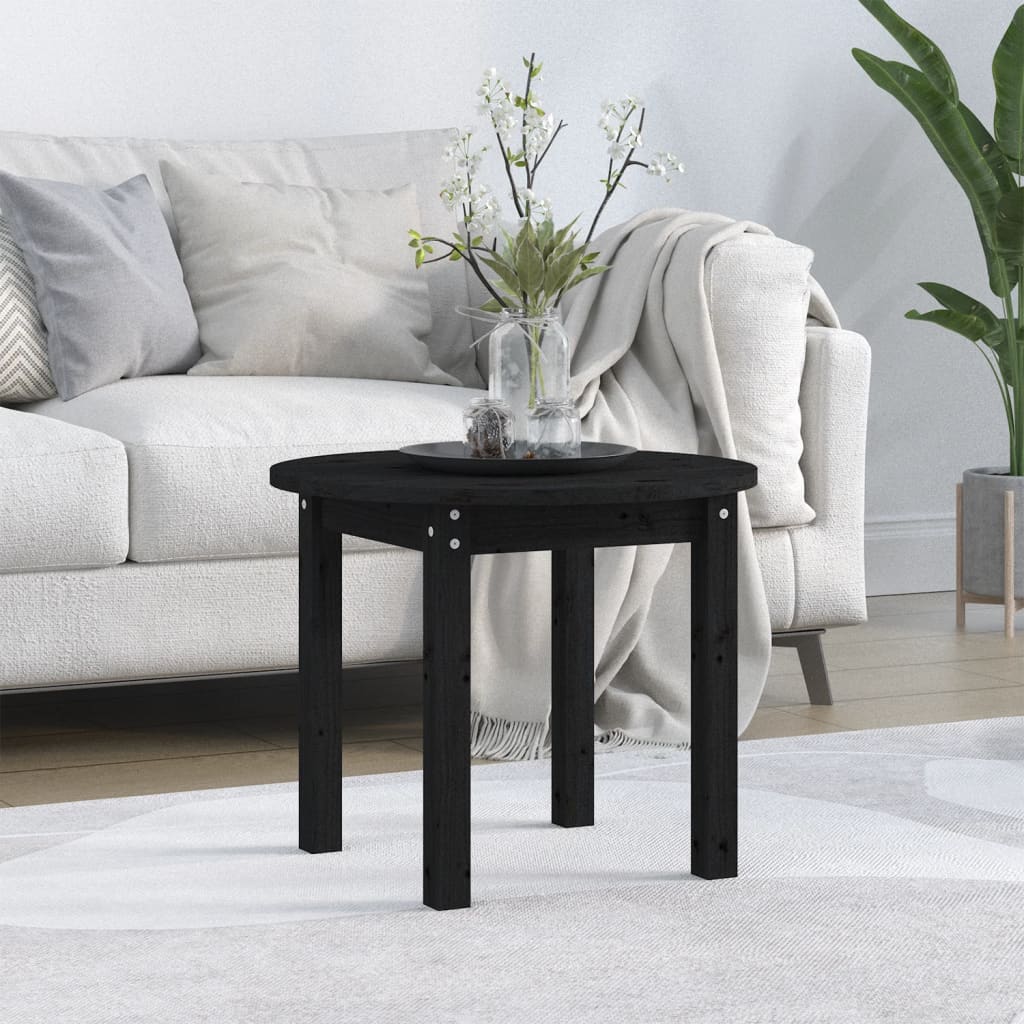 Tavolino da Salotto Nero Ã˜ 55x45 cm in Legno Massello di Pino